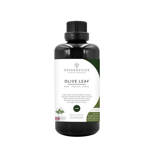 Olive Leaf Extract 100ml | Steeped Olea Europaea + Purifed Water | UV Protected Miron Glass + Dropper Lid | UK Made Vegan Friendly Liquid