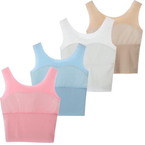 XiHSiHan Girls Crop Tops Undershirts Cotton Lined Training 10-12 Years