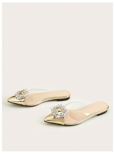 Floerns Women's Rhinestone Transparent Closed Pointed Toe Backless