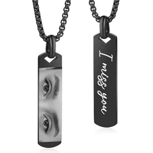 Custom Chain for Men Women with Eyes Picture Necklace Personalized Photo Pendant Necklace Unique Jewelry Gifts for Him Her