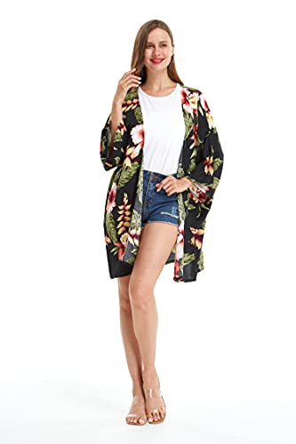 Image of Family Matching Hawaiian Clothes, Black Rafelsia | Lightweight 100% rayon • Family matching outfits • Beach vacations • Luaus • Cruises • Family photos
