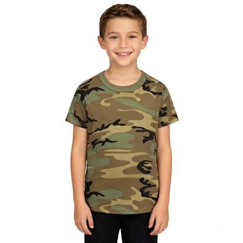 TWCHAS Kids Camo T-Shirt Soft Cotton Blend Lightweight and Breathable Summer Camo T-Shirt for Outdoor Play Adventure and Everyday Comfort