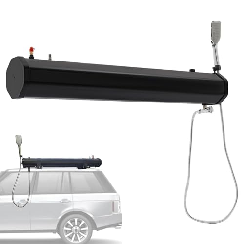 KWUHNJF Outdoor Roof Rack Shower Tank | Sun-Heated Pressurized Water Tank |No Pump Needed | Lightweight PVC+ABS | Suitable for Camping, Off-Road & Car Washing(5.3Gal/20L)