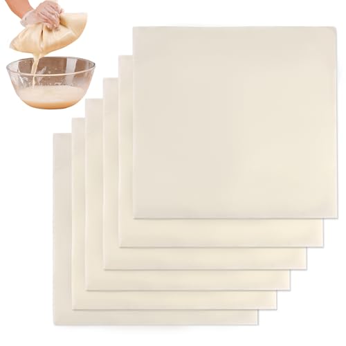 6 Piezas Telas Filtrantes 50 x 50cm Colador de Tela Ultrafina Lavable Cheesecloth Tela para Queso de Algodón Tela para Hacer Queso Reutilizable 100% Algodón sin Blanquear para Filtrar Liquidos Hornear