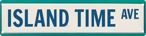 FWBOYSV Island Time Ave Metal Sign 4x16in Tropical Beach Plaque for Home Bar Yard Living Room Cool House Garden Decor