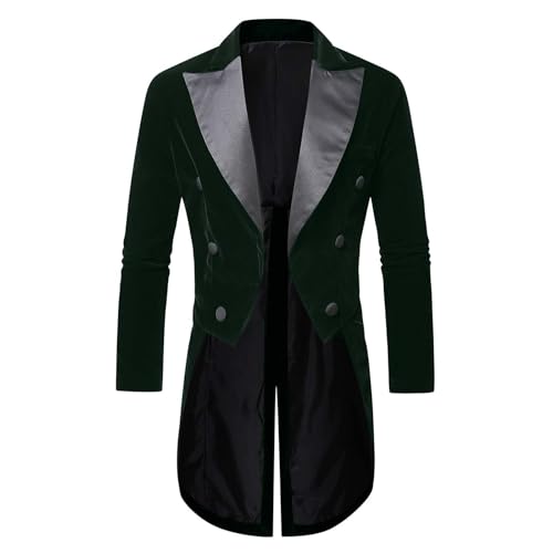 Men Elegant Velvet Suit Tailcoat Banquet Wedding Suit Stage Dress Jackets Open Front Long Sleeves Party Blazer