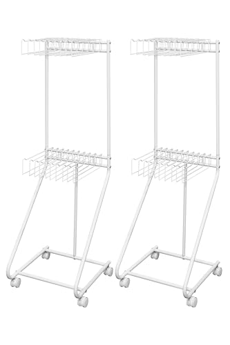 ottostyle.jp スラックスハンガーラック パンツラック ズボンハンガー 2段 【幅44cm 高さ128cm】 収納 スリム キャスター付き 大容量 20本掛け 衣類 隙間 収納 ハンガー スカートハンガー クローゼット ボトムスハンガー ステンレ