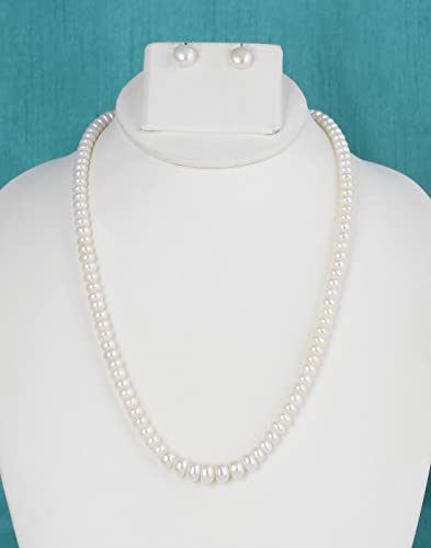 Image of Pitti Jewels And Pearls Natural Fresh Water Hyderabadi Button Shaped 4 To 9 MM Size Pearl Graduation Necklace Chain With Certificate from Hyderabad for Women Girls
