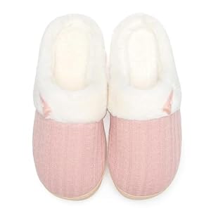NineCiFun Women’s Slip on Fuzzy House Slippers Memory Foam Slippers Scuff Outdoor Indoor Warm Plush Bedroom Shoes with Faux Fur Lining