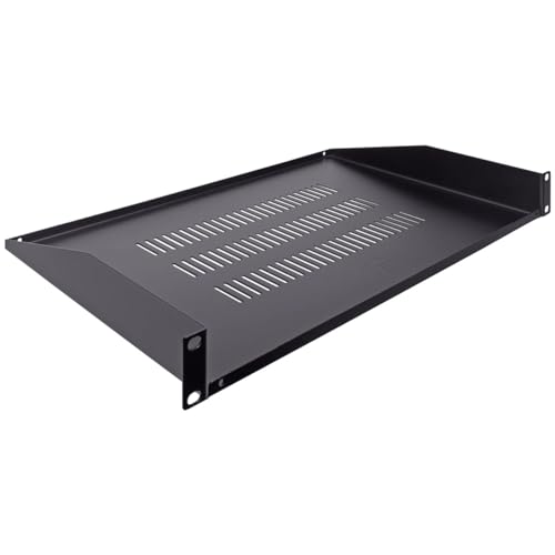 Image of NavePoint Cantilever Server Shelf Vented Shelves Rack Mount 19 Inch 1U Black 10 Inches (250mm) deep