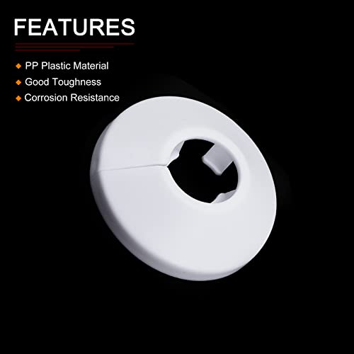 DTGN 47x13mm(DxT) Pipe Cover Decoration - 4Pack - Good for Bathroom Kitchen 16mm Dia Pipe - PP Plastic Escutcheon - White - Image 3