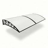 MAKA Pensilina da Esterno in Policarbonato, Tettoia per Esterno in PVC Impermeabile, Tettuccio Parapioggia con Struttura in Polipropilene, Profili in Alluminio Modulabile (200x80 cm bianco)