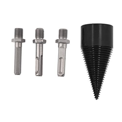 4Pcs Wood Splitter Drill Bits, Firewood Drill Bits with Round Square Hex Shank, High Hardness Impact Resistant Wearproof Log Spl
