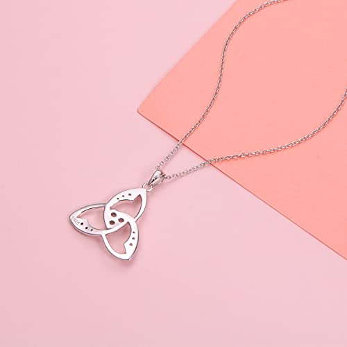 Flyow 925 Sterling Silver Good Luck Irish Jewelry Heart Celtic Trinity Knot Pendant Necklace For Women Ladies Teen Girls Birthday Gifts #TOP5