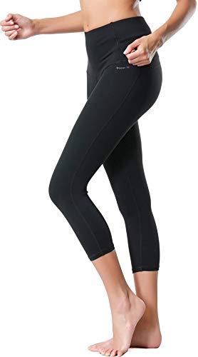Dragon Fit Compression Yoga Pants Power Stretch Workout Leggings With High Waist Tummy Control, 03black-capri, Medium