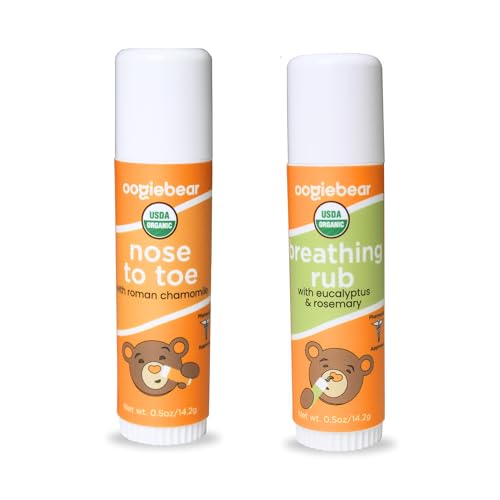 Image of oogiebear Organic Nourishing Soothe All & Breath Better Balms - Naturally Soothing, Gentle Moisturizer, On-The-Go Size with Travel Pouch - 0.5 oz, Safe for Infants, Doctor Made
