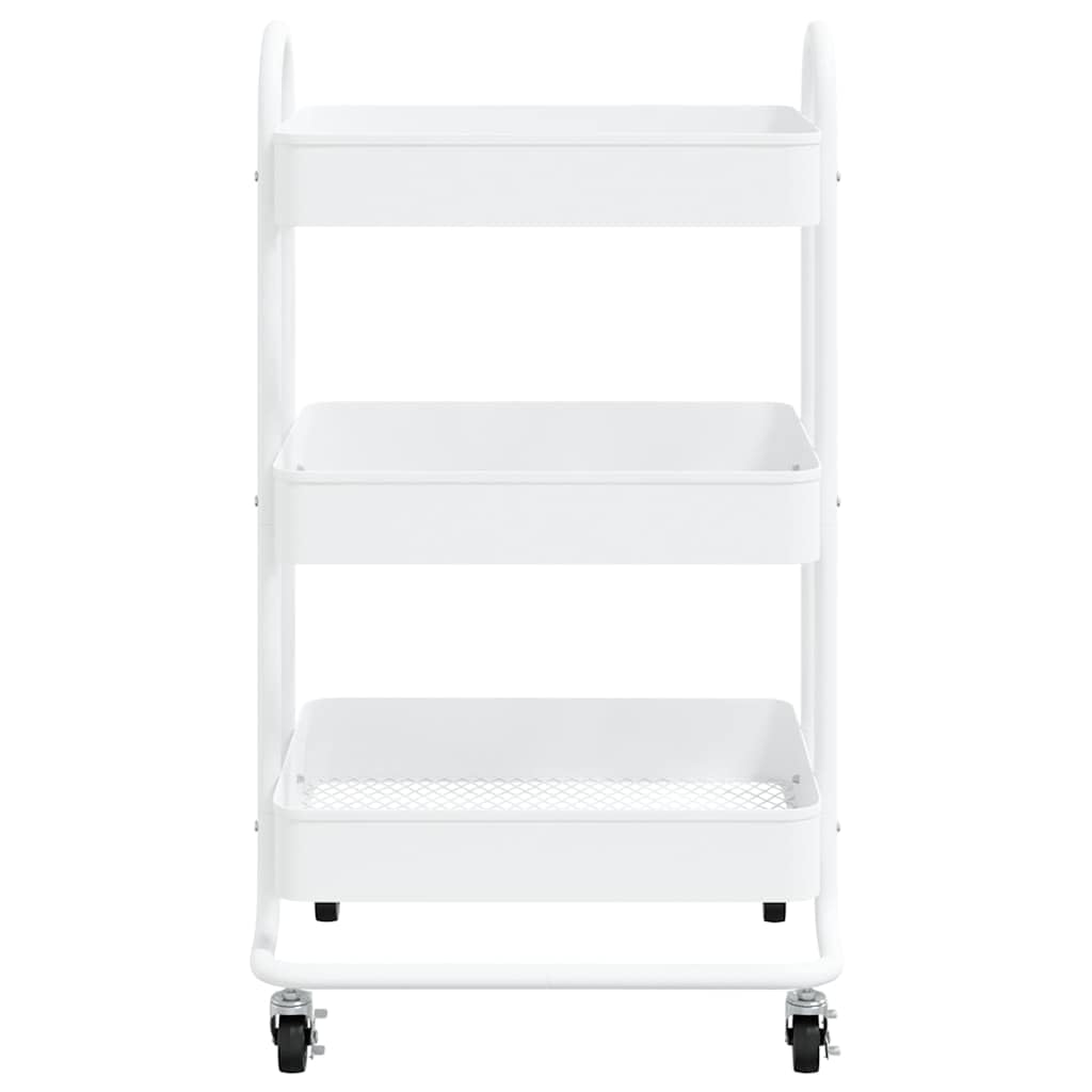 Carrello a 3 ripiani, bianco, 43 x 34 x 79 cm, in acciaio