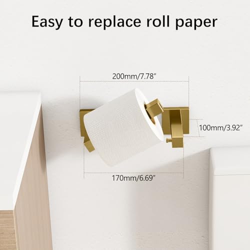 FEILERN Toilet Paper Holder, Wall Mount Pivoting for Bathroom, Gold - image 3