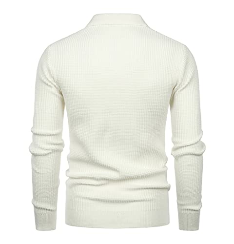 Pull demi-zippé homme blanc col rabattable coupe ajustée taille M