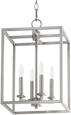 Quorum 6731-4-65 Transitional Four Light Entry Pendant in Pewter, Nickel, Silver Finish,