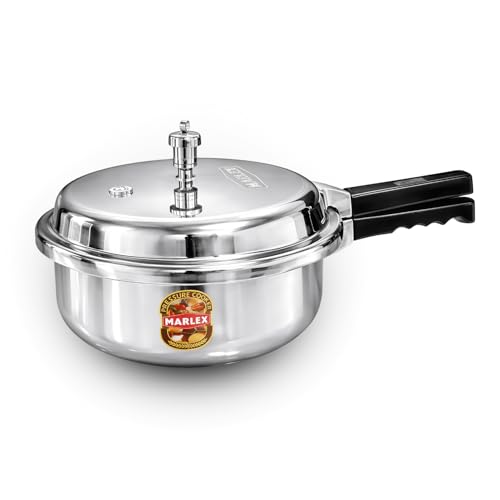 Image of Marlex Premium Aluminium Pressure Cooker - 3.5 Litre Pressure Pan | Outer Lid Pressure Cooker for Small Family, Small Meals, Sturdy Handle, Safety Valve, for Gas Stove - ISI Certified, 5-Year Warranty