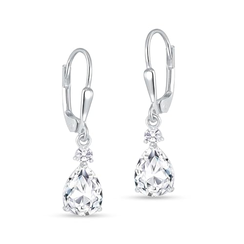 Image of TRUESILVER ACPL 925 Sterling Silver Cubic Zirconia Earrings for Women & Girls | BIS Hallmarked Drop Dangle Leverback Style | Elegant Jewelry Gift for Women