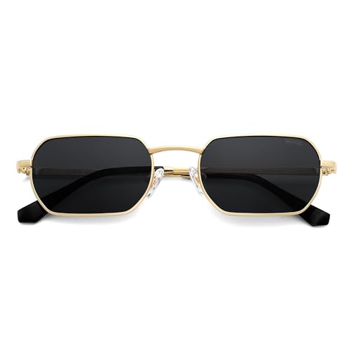 SOJOS Gafas de sol retro rectangulares metálicas, clásicas
