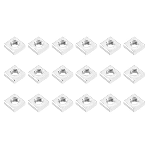 METALLIXITY Square Nuts, (M6x10mmx10mm) 25Pcs, Carbon Steel Coarse Thread Square Fastener Nut - for Equipment Construction Electrical Appliances Industrial Machinery, Silver