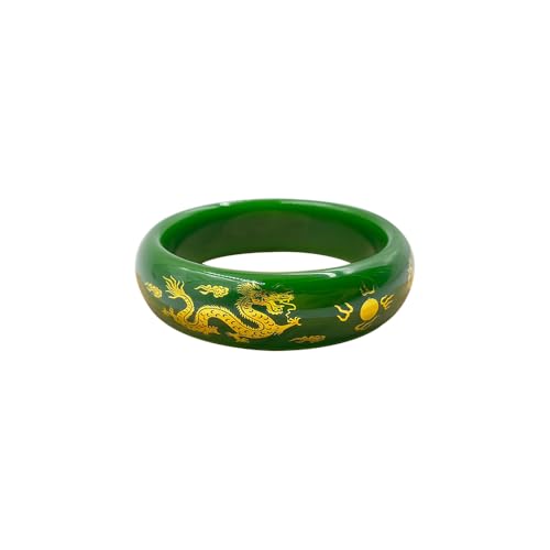 Bracelet en jade vert véritable, motifs dragon phoenix dorés fins, bijou de prestige féminin