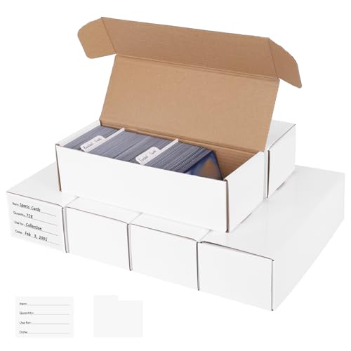 suituts 6 Pack Trading Card Storage Box Sports Game Cards Collector Boxes Cardboard Storage Boxes with Dividers for Card Collection, 10 x 3.7 x 2.75 Inches