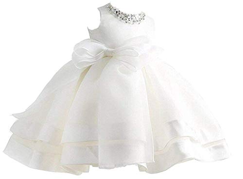 Snowskite Baby Girl Dress Christening Baptism Gowns Sequined Formal Dress White 18-24 Months