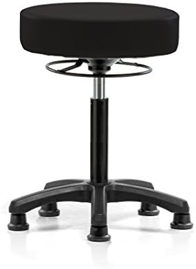Perch Life Height Adjustable Stool with Stationary Caps | Workbench Height 20.5-28 inches | 250-pound Weight Capacity | (Black Vinyl)