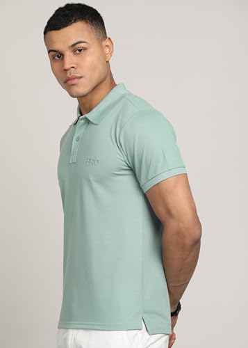 Image of INKKR Men Solid Polo Neck Cotton Blend Collar T-Shirt