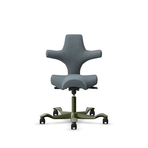 Image of HAG Capisco Standard Chair-Moss Green Frame-Upholstered Dark Gray