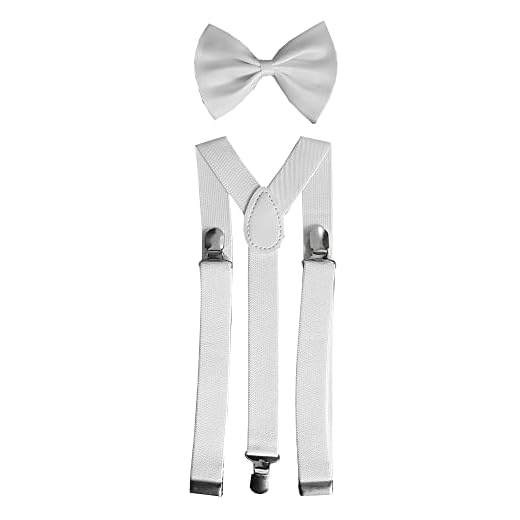 Suspensório e Gravata Borboleta Adulto Branco