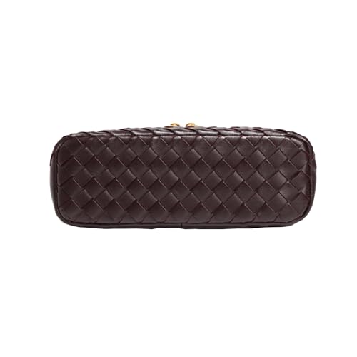 Image of Mini Woven Crossbody Purse Square Box Bags Top-Handle Tote Handbag Shoulder Bag Cute Satchels Trendy (Black-A)