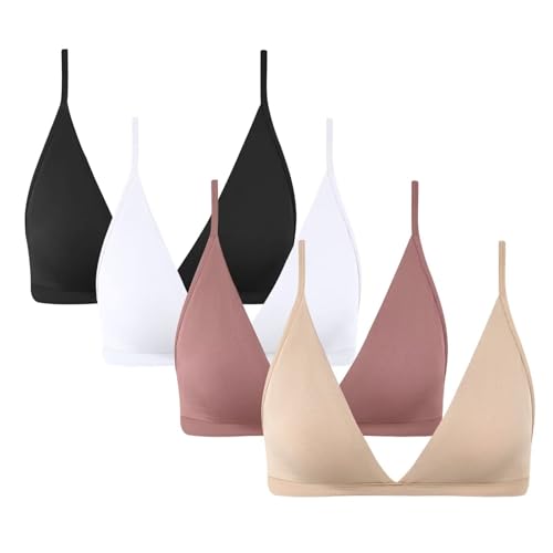 Image of INIBUD Bralette for Women Removable Padded Bra Yoga Seamless V Neck Triangle Adjustable Straps Wireless
