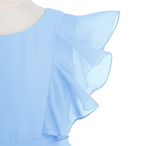 IWEMEK Chiffon Flower Girl Dresses Flutter Sleeves Long Dress Wedding Pageant Bridesmaid Ball Gown A Line Floor Length Dress4