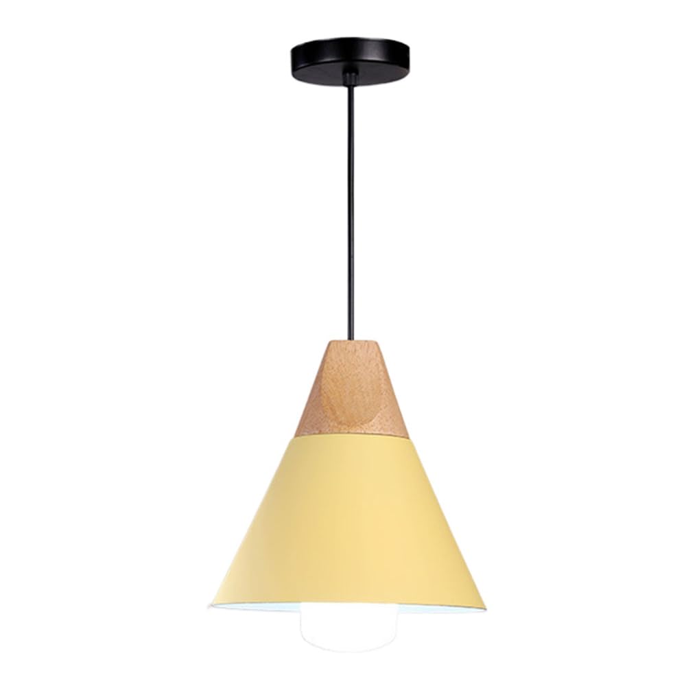 YGZPALH Cone Metal Oak Lamp Shade Dining Room Pendant Light Macaron Style Minimalist Nordic Small Pendant Lamp E26 Industrial Dome Lighting for Kitchen Island Dining Room Table