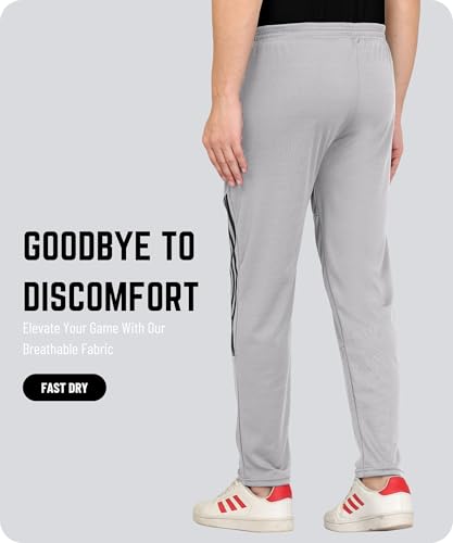 Image of SWADESI STUFF Athletic Track Pants for Men with Zipper Pockets | Stylish Regular Fit Stretchable Joggers