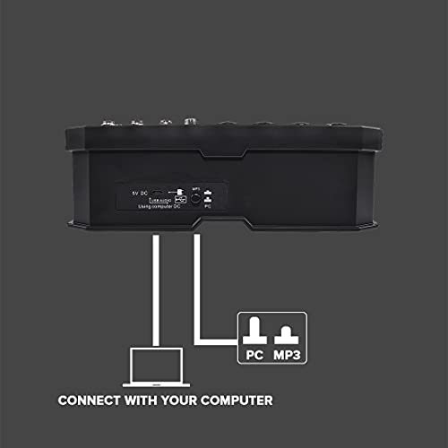 Image of Xtreme Acoustics XAMXGA6 6 Channel Professional Audio Mixer Interface with Bluetooth, MP3 Recording, Mobile Live out, AUX out and DSP Effects for Recording, Live stream, DJ Mixing, Karaoke Singing