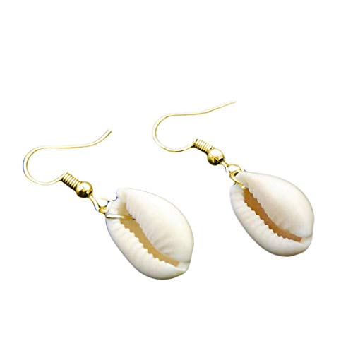 Fliyeong    Frauen Ohrringe, einfache Kauri Muschel Haken baumeln Tropfen Ohrring Schmuck Gold Farbe stilvoll und beliebt Cover