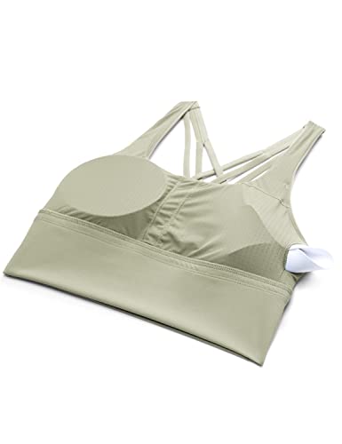 Image of CRZ YOGA Naked Feeling Scoop Neck Sports Bras | Medium Support, Removable Pads, Yoga, Sleek, Longline, Strappy Back, for Women