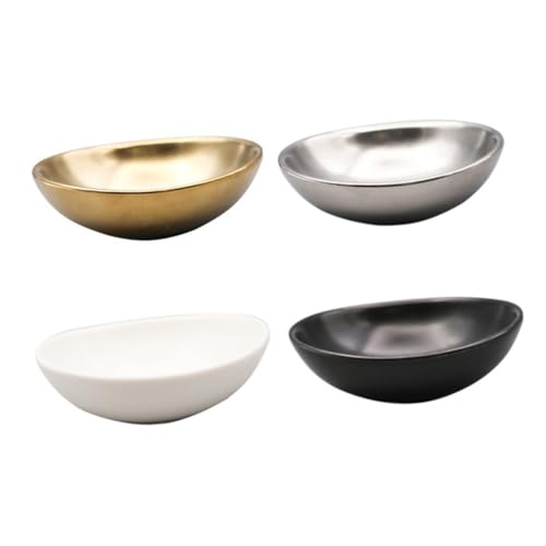 FUNOMOCYA Set of 4 Small Seasoning Plates Egg Shape Sauce Dishes Food-grade Material for Daily Use
