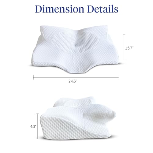 100% Memory Foam Neck Support Pillows for Sleeping - Cooling Gel Infused, Contour Shape, Firm Support, Hypoallergenic & Machine Washable - Memory Foam Pillow for Neck and Shoulder Pain-60x40cm