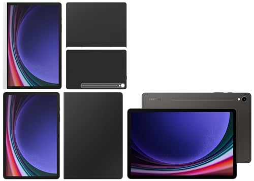Image of Samsung Galaxy Tab S9 RAM 12 GB, ROM 256 GB, Wi-Fi + 5G Tablet, Gray with S9 Screen Protector, Transparent & S9 Book Cover Keyboard, Black & S9 Notepaper Screen, White & S9 Smart Book Cover, Black