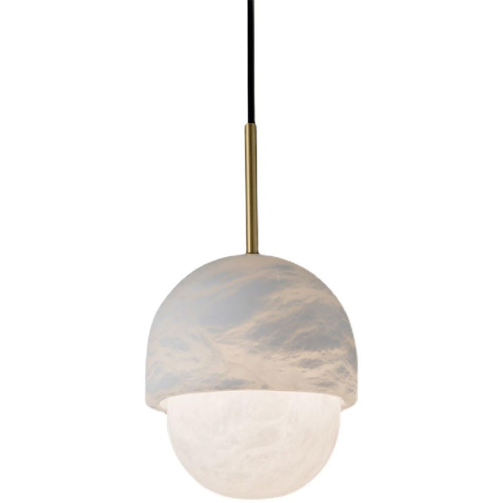 Nordycka lampa wisząca z kamieniem chmury okrągły żyrandol z brązową głowicą, regulowana lampa wisząca LED do wyspy kuchennej, jadalni, salonu, sypialni (biała)