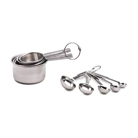 MITBAK Measuring Cup (Silver) 10-Piece Measuring Cups and Spoons Set | Sleek Stainless Steel Kitchen Gadgets | Premium Stackable Cooking and Baking Supplies | Upgrade Your Cooking Utensils Today Cover