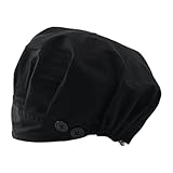 BLLNDX Satin Lined Adjustable Button Surgical Cap with Sweatband One Size Fits All Cotton Lined Nursing Cap for Postpartum Care Suitable for Operating Rooms Kitchens and Spas Black
