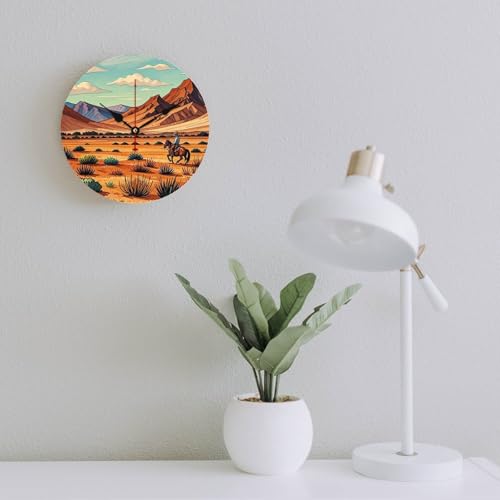 Horloge moderne en bois cheval Far West pour décorer le salon et la chambre - 7